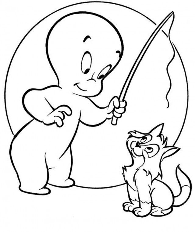 Coloriage et dessins gratuits Casper et son adorable chat à imprimer
