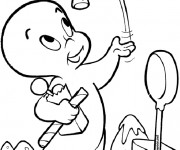 Coloriage Casper mange des sucreries