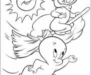 Coloriage Casper vole en amis
