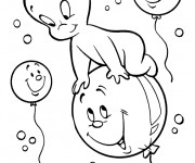 Coloriage Casper vole sur un ballon