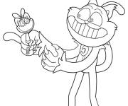Coloriage CatNap amusant tenant un jouet