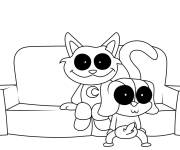 Coloriage et dessins gratuit Catnap et DogDay sur le fauteuil à imprimer