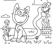 Coloriage CatNap s'amuse avec le papillon