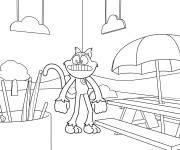 Coloriage CatNap s'amuse sur la plage