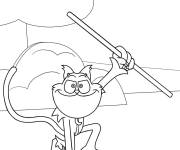 Coloriage CatNap tient un b&acirc;ton