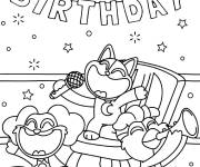 Coloriage La f&ecirc;te d'anniversaire avec CatNap, DogDay et KickinChicken