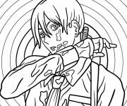 Coloriage Aki avec du sang sur le visage