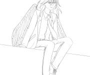 Coloriage Ange assise