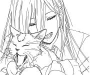 Coloriage Belle Power et son chat de L'homme &agrave; la tron&ccedil;onneuse