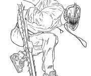 Coloriage Chain saw Man arm&eacute;e