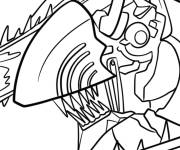Coloriage Chainsaw Man affronte les d&eacute;mons