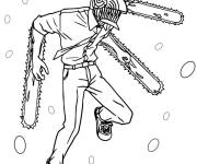 Coloriage Chainsaw Man avec ses armes