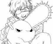 Coloriage Chainsaw Man et Denji et Pochita