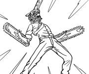 Coloriage Chainsaw Man lib&egrave;re la puissance