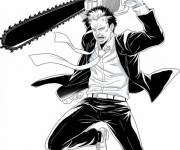 Coloriage Chainsaw Man style cartoon