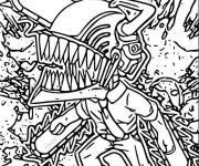 Coloriage Chainsaw Man style dessin anim&eacute;