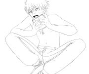 Coloriage Danji mange un sandwich