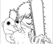 Coloriage Denji et Pochita de Chainsaw Man