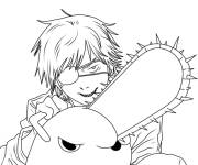 Coloriage Denji et Pochita de l'anime Chainsaw Man