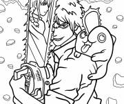 Coloriage Denji et son ami Pochita pr&ecirc;t pour l'aventure