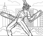 Coloriage Denji se fusionne en Chainsaw Man