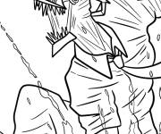 Coloriage Homme &agrave; la tron&ccedil;onneuse avec &eacute;claboussures de sang