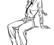 Coloriage Illustration de Makima en noir et blanc