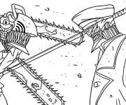 Coloriage Katana contre Chainsaw Man