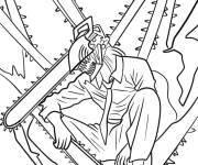 Coloriage L'homme &agrave; plusieurs tron&ccedil;onneuses