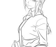 Coloriage La belle Makima personnage de Manga