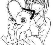 Coloriage La tendresse de Makima et Pochita