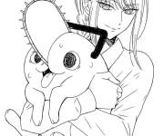 Coloriage et dessins gratuit Makima et Pochita imprimable à imprimer