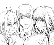 Coloriage Personnages f&eacute;minines de Chainsaw Man