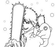 Coloriage Pose de Denji et Pochita