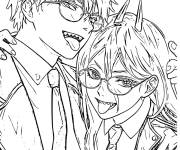 Coloriage Power et Deniji de Chainsaw Man