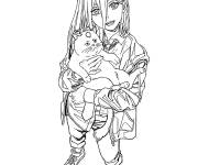 Coloriage Power et son chat du manga Chainsaw Man
