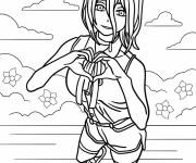 Coloriage Reze de Chainsaw Man formant un coeur avec ses mains