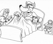 Coloriage et dessins gratuit Chaperon Rouge et le loup déguisé à imprimer