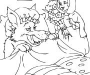 Coloriage Chaperon Rouge visite sa grand mère