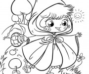 Coloriage et dessins gratuit La mignone Chaperon Rouge à imprimer