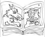 Coloriage Le livre de Chaperon Rouge