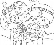 Coloriage Charlotte et une amie mangent  des biscuits