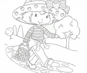 Coloriage Charlotte marche sur la rue pour enfant