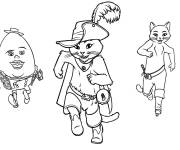 Coloriage Chat bott&eacute; avec son &eacute;quipe Kitty et Humpty Dumpty