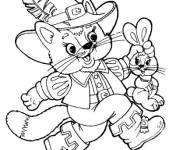 Coloriage Chat bott&eacute; chasse un li&egrave;vre