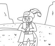 Coloriage Chat Bott&eacute; dans le d&eacute;sert