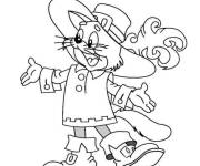 Coloriage Chat Bott&eacute; de bande anim&eacute;e
