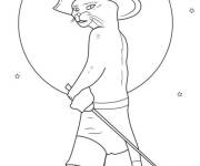 Coloriage Chat Bott&eacute; debout devant la lune