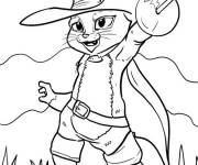 Coloriage Chat Bott&eacute; en uniforme pret pour l'action