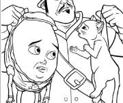 Coloriage Chat bott&eacute; et Humpty attrap&eacute; par le soldat
